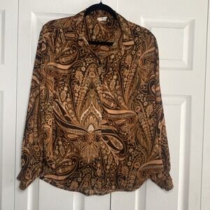 Richard Allen x HM Womens 10 Brown Button Front Top